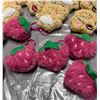 Image 3 : 28-Pcs New Assorted Plush Bear & Strawberry Keychains with 9 Plaid Paw Stockings - RV: $230