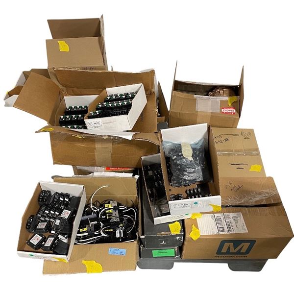 Pallet of Misc. Including - LP24 4P CONN PLUG RCPT SOLDER, Mini USB Cable, Tesla Adapter, Circuit Br