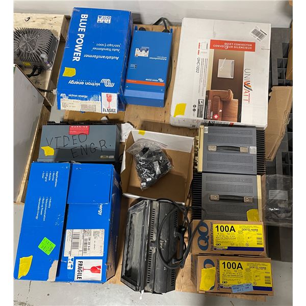 Pallet of Misc. Including - Victron Auto Transformer, UNIWATT Heater UHC1002, R95-121 Socket 8-pin M