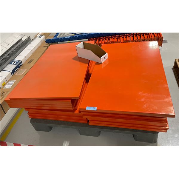 Lot of Orange Steel Pallet Rack Decking Panels