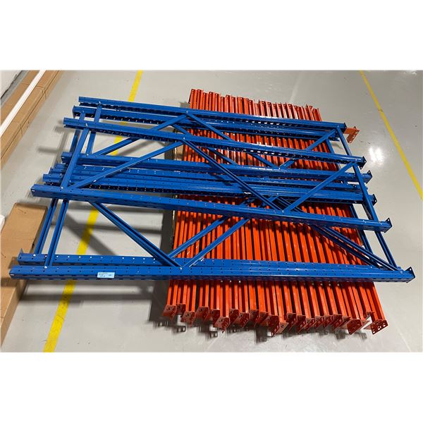 Lot of Pallet Racking Upright Frames and Step Beams - Blue Frames and Orange Beams 2636 Nootka St, V