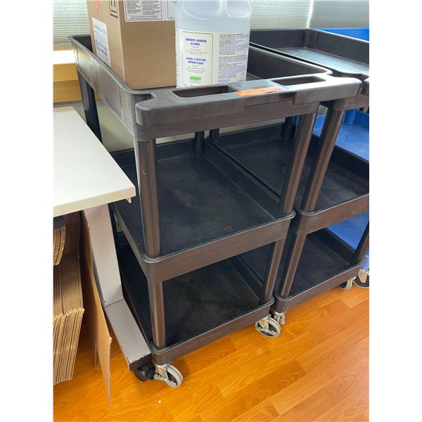 Uline 3-Shelf Utility Cart on Casters, Black