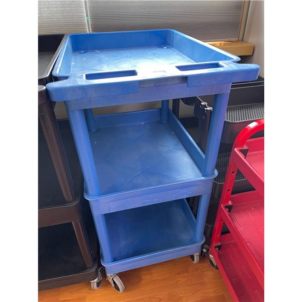Uline 3-Shelf Utility Cart on Casters, Blue