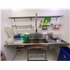 Image 1 : Stainless Steel Commercial Sink with Overhead Shelving, Sprayer Faucet & Contents