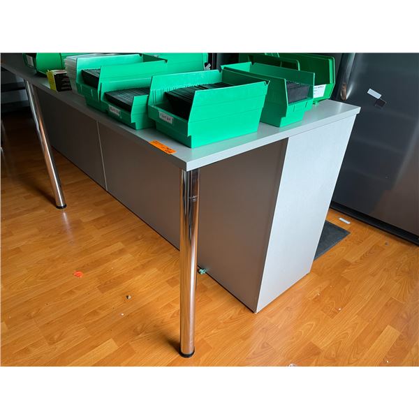 Laminate Counter/Work Table with Lower Open Shelving & Chrome Legs