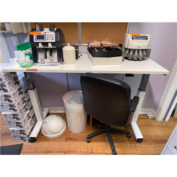 Height-Adjustable Desk on Casters & Office Chair on Casters