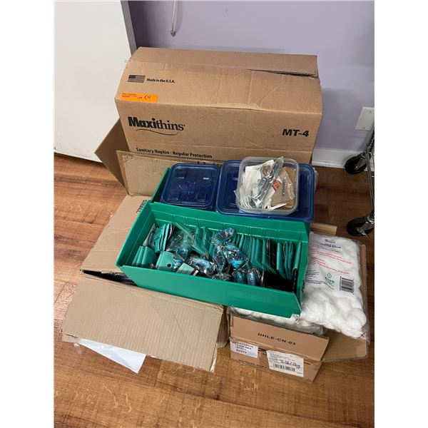 Shelving Contents: Large Qty Drug Test Kits, Aluminum Coloring Foil (Qty Boxes), Harm Reduction Supp
