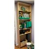 Image 1 : Tall Bookcase with Contents: Assorted Books/Magazines, Green Shelf Bins, Smokus Focus Stash Jars, No