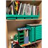 Image 2 : Tall Bookcase with Contents: Assorted Books/Magazines, Green Shelf Bins, Smokus Focus Stash Jars, No