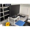 Image 3 : Contents - Dual Monitor Office Workstation with Keyboard, Mouse, Label Printer, Laser Printer, Desk 