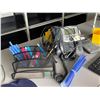 Image 4 : Contents - Dual Monitor Office Workstation with Keyboard, Mouse, Label Printer, Laser Printer, Desk 