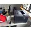 Image 5 : Contents - Dual Monitor Office Workstation with Keyboard, Mouse, Label Printer, Laser Printer, Desk 