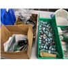 Image 3 : Assorted Retail Supplies including Branded Pin-Back Buttons, Acrylic Display, Bins, and Misc.Assorte