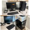 Image 1 : Contents on Tables - ViewSonic Monitor, BenQ Monitor, 2x Keyboards, 2x Mice, Desktop Tower, HP Laser