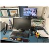 Image 1 : L-Shaped Desk, Office Chair, Dual Monitors, HP Laser Printer, Network Switch, and Shredder
