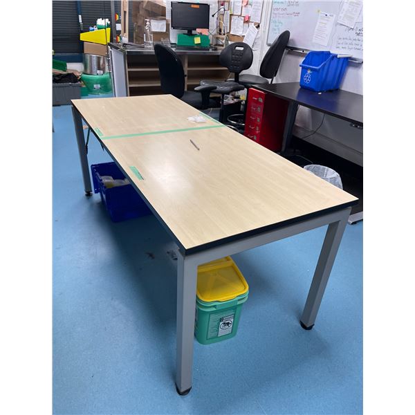 Large Laminate Work Table and 3-Shelf Utility Cart