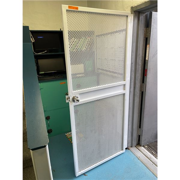 Perforated Metal Security Door with Frame and Knob Lock