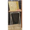Image 4 : Wooden Shelving Unit, Small Nightstand, Folding Metal Table, and Decorative Items