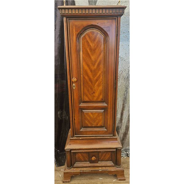 Walnut Jewelry Cabinet with Glass-Top and Felt-Lined Drawers, 60 Inches Tall