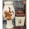 Image 3 : Decorative Items Including Wooden Rack, Pottery, and Trivets