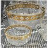 Image 2 : Pressed and Etched Glass Tableware with Gold Detailing