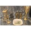 Image 1 : Decorative Items, Including Glass Bottle Music Box and Brass Candleholders