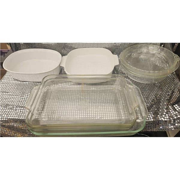 Glass and Ceramic Baking Dishes with Textured Designs