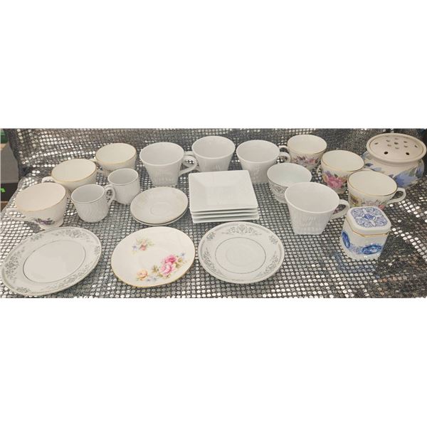 Tea Sets, Teacups, Plates, and Decorative Items