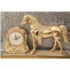 Image 2 : Brass Horse Figurine on Stand with Ornate Mantel Clock and Metal Wall Mount