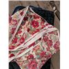 Image 9 : Plastic Storage Shelf with Tote of Vintage Fabric and Coat-Making Kit