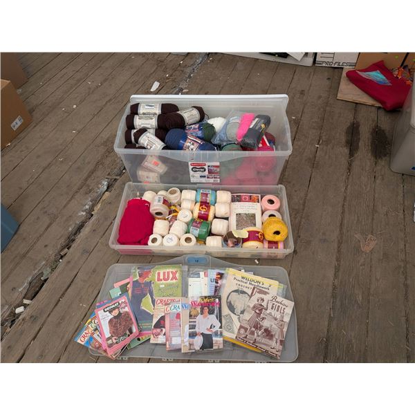 Yarn and Crochet Crafting Lot in Various Colors and Styles