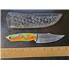 Image 1 : Hand Forged Damascus Steel Knife w/ Leather Sheath