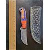 Image 1 : Hand Forged Damascus Steel Knife w/ Leather Sheath