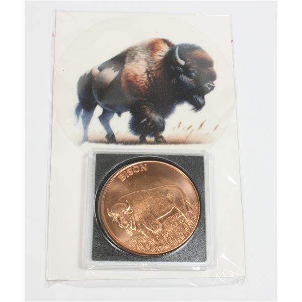 1 OZ BISON COPPER ROUND IN CAPSULE WITH CARD