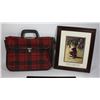 Image 1 : VINTAGE DAUGHTER FRAMED ARTWORK & VTG GIRL'S BAG