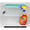 Image 1 : LOT OF PLASTIC SEAL STORAGE CONTAINERS & CLEANER