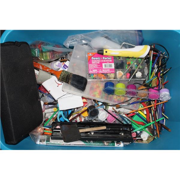 TOTE OF CRAFTING SUPPLIES