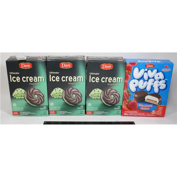 3 DARE VIVA PUFFS & MINT CHOC ICE CREAM 590G