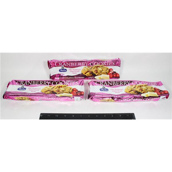 WHITE CHOC CRANBERRY COOKIES 3X150G