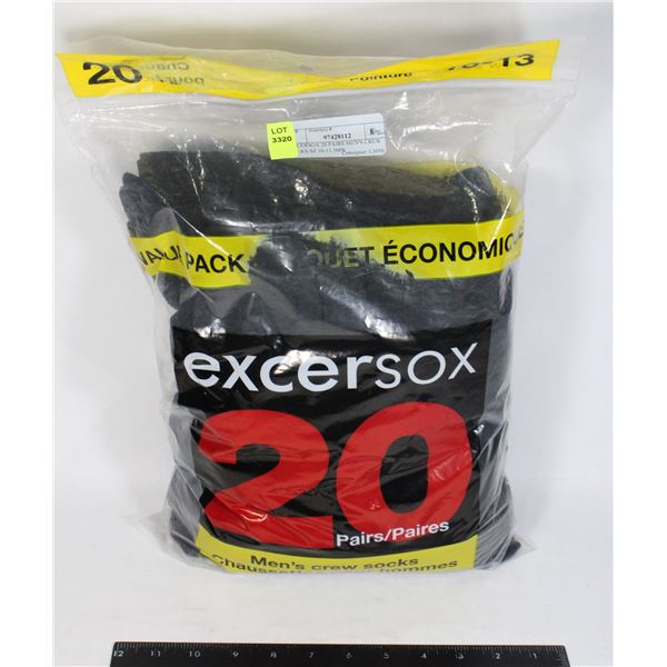 EXCERSOX 20 PAIRS MEN'S CREW SOCKS SZ 10-13 20PK