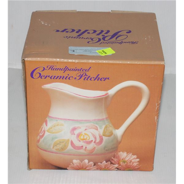 HAND PAINTED CERAMIC VINTAGE PITCHER. NEW