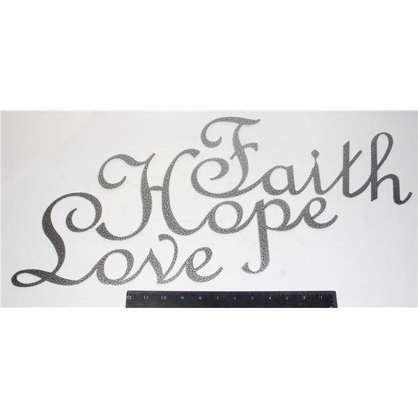 METAL LOVE, HOPE, FAITH WALL ART