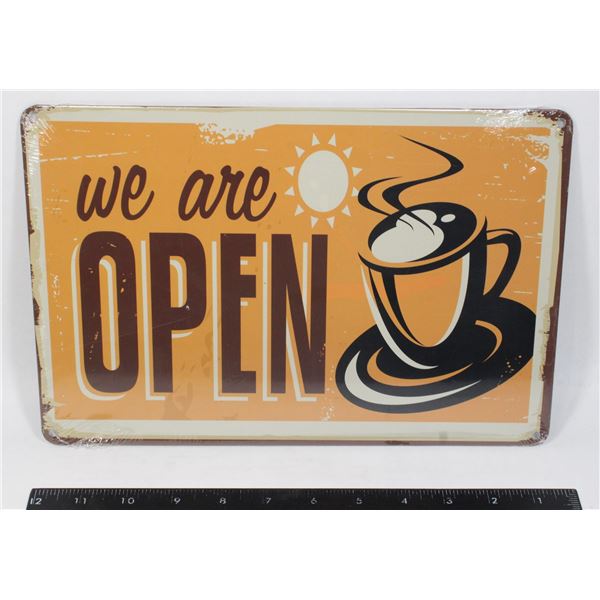 BRAND NEW WE ARE OPEN METAL SIGN