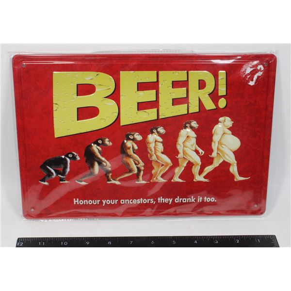 BRAND NEW METAL BEER THEMED SIGN