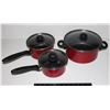 Image 1 : UNBRANDED RED POTS WITH GLASS LIDS SET