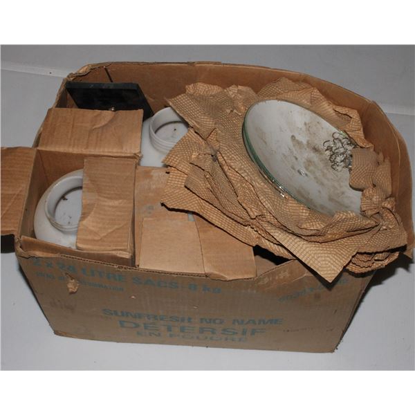 BOX OF VINTAGE LIGHT FIXTURES