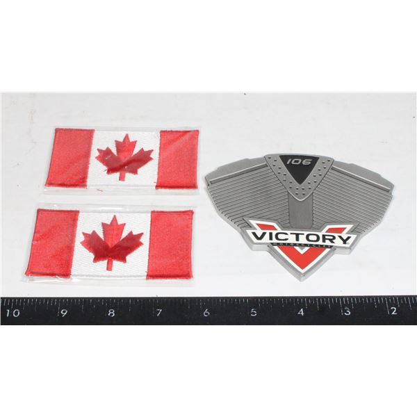 VICTORY MOTORCYCLE TANK BADGE & CAD FLAG PATCHES