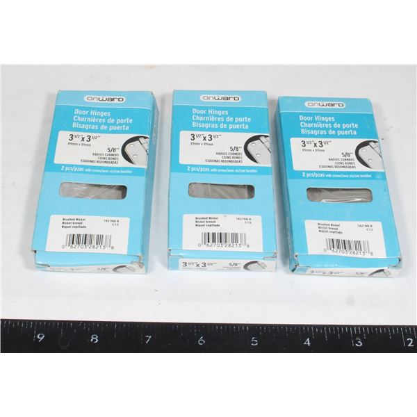 THREE ONWARD 3 1/2" X 3 1/2" DOOR HINGES