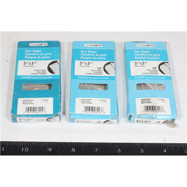 THREE ONWARD 3 1/2" X 3 1/2" DOOR HINGES