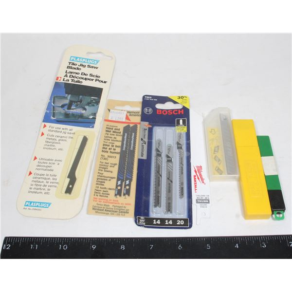 ASSORTED JIG SAWS AND UTILITY BLADES